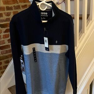 IZOD Men's Zip-Up Sweater in Navy and Gray